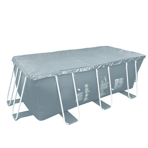 5.9' x 12.6' Gray Rectangular Pool Cover with Rope Ties
