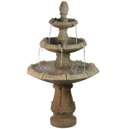 55" Traditional 3-Tier Leaf Design Outdoor Patio Garden Water Fountain