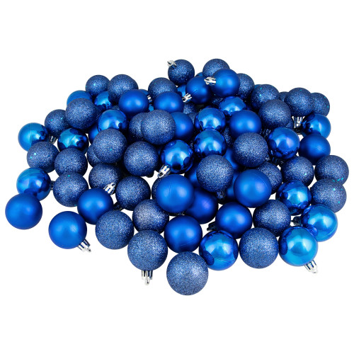 Shatterproof 4-Finish Christmas Ball Ornaments - 1.5" (40mm) - Lavish Blue - 96ct