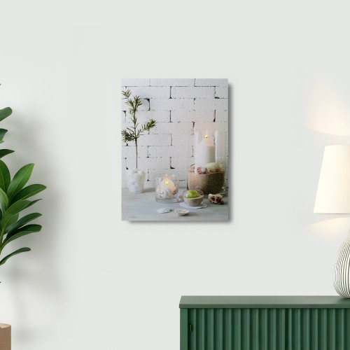 LED Lighted Flickering Seashell and Sand Candles Canvas Wall Art - 15.75" x 11.75"