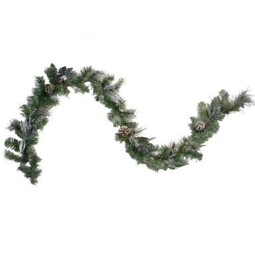 Mixed Iced Pine and Blueberries Artificial Christmas Garland - 6' x 10"  - Unlit