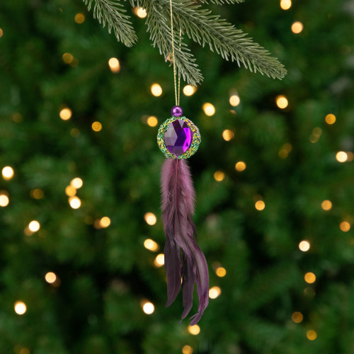 10" Purple and Peacock Green Jewel Hanging Christmas Ornament