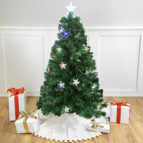 4' Pre-Lit LED Fiber Optic Artificial Christmas Tree with Stars - Multi Color Lights