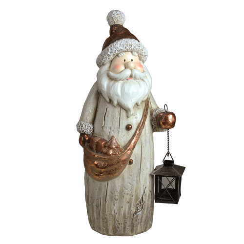 19.75" Ivory Santa with Tea Light Candle Lantern Christmas Figurine