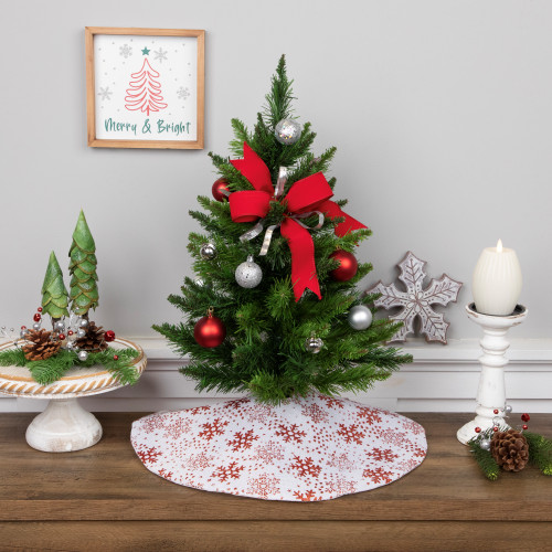 Glitter Snowflake Mini Burlap Christmas Tree Skirt - White - 20"