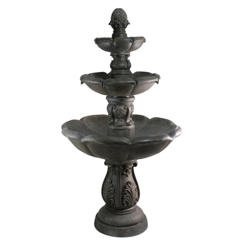 60'' Dark Brown Floral Outdoor Patio Garden Water Fountain