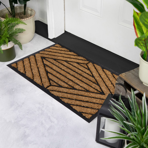 Striped Diamond Coir Non-Skid Doormat - 29 x 17