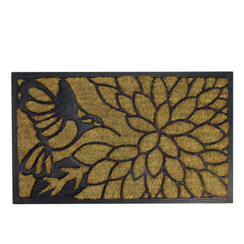 Natural Coir Hummingbird with Flower Outdoor Doormat 18" x 30"