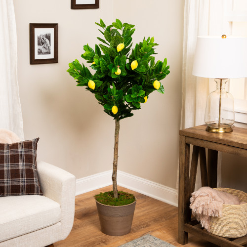 Artificial Lemon Potted Tree - 4.75' - Yellow