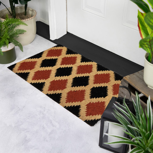 Diamond Pattern with Cream Accent Autumn Doormat 18" x 30"