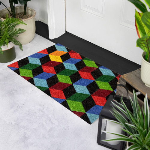 3D Cube Design Rectangular Outdoor Doormat 29" x 18"