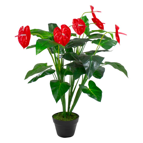 Potted Tropical Artificial Anthurium Plant in Pot - 41"