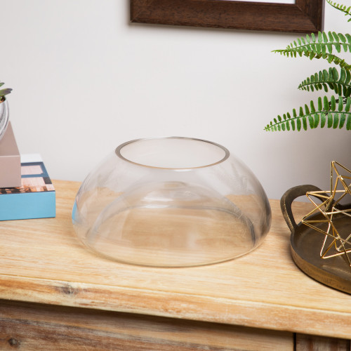 Floating Glass Bowl Pillar Candle Holder - 9"