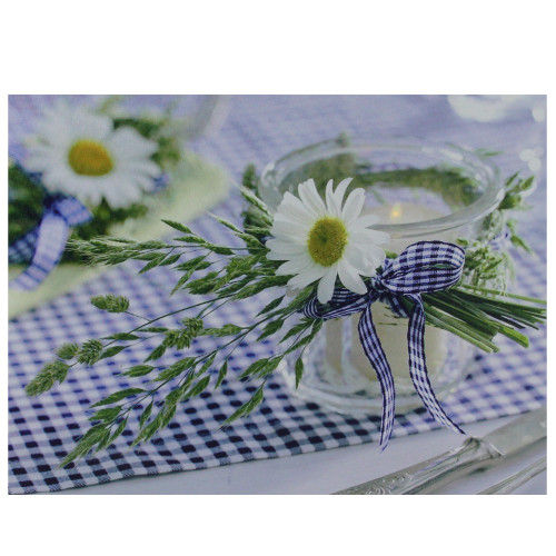 LED Lighted Flickering Daisy Holder Canvas Wall Art - 15.75" x 11.75"