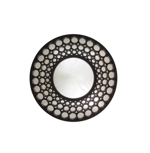 24.75" Glamorous Cascading Orbs Black Framed Round Wall Mirror