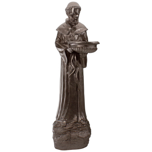 St. Francis of Assisi Bird Feeder Outdoor Garden Statue - 23.5" - Bronze
