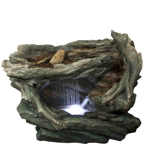 31" LED Woodland Grotto with Stones Outdoor Garden Water Fountain