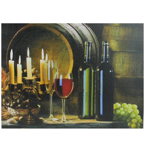 LED Lighted Flickering Candelabra and Wine Canvas Wall Art - 15.75" x 11.75"