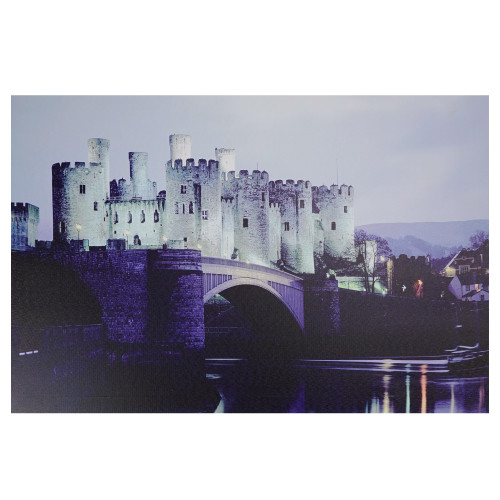 LED Lighted Conwy Castle in Wales Scene Canvas Wall Art 15.75" x 23.5"