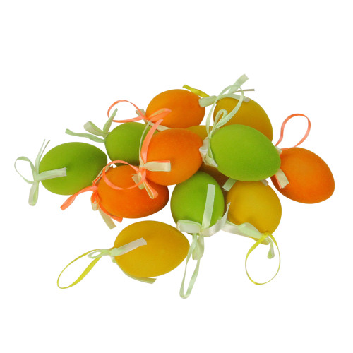 Set of 12 Spring Easter Egg Ornaments - 2.5" - Yellow/Green/Orange
