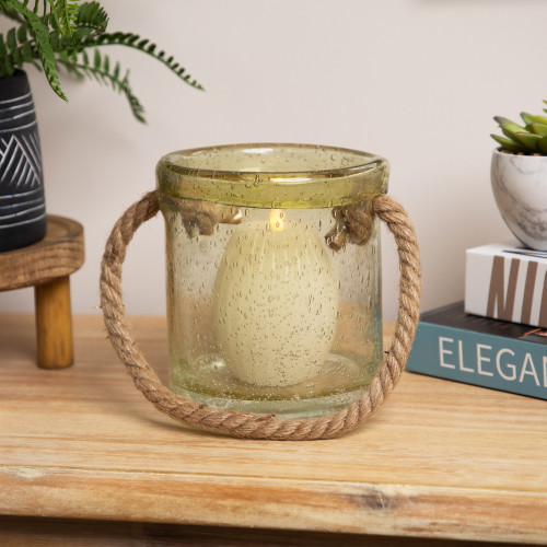 Bubble Glass Hurricane Candle Holder - 6.5" - Lemonade Yellow