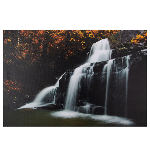 23.5" Natures Woods Autumn Waterfall Scene Canvas Wall Art