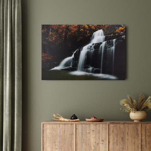 23.5" Natures Woods Autumn Waterfall Scene Canvas Wall Art