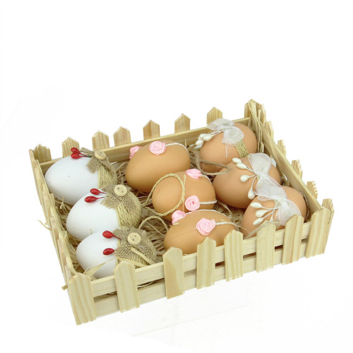 Set of 9 Earth Tone Easter Egg Ornaments - 2.25"