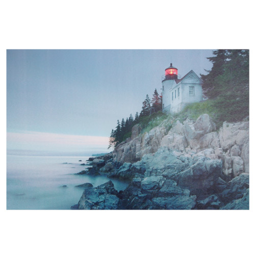LED Lighted Lighthouse Home with Morning Sunrise Canvas Wall Art 15.75" x 23.5"