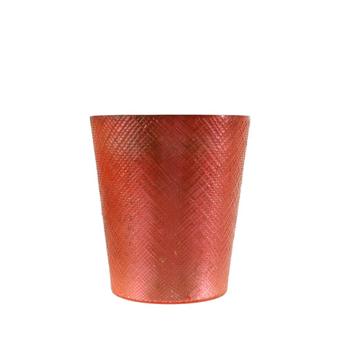 5.5" Decorative Salmon Pink and Silver Mercury Glass Votive Candle Holder