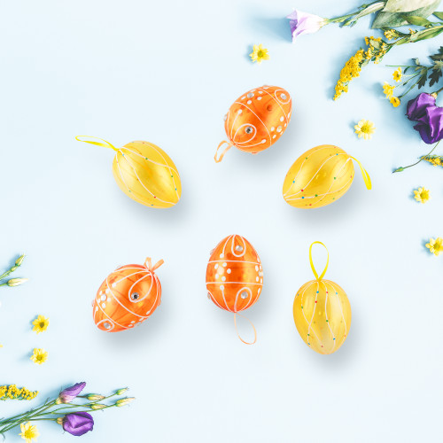 Set of 6 Transparent Glitter Gem Easter Egg Ornaments - 3.25"