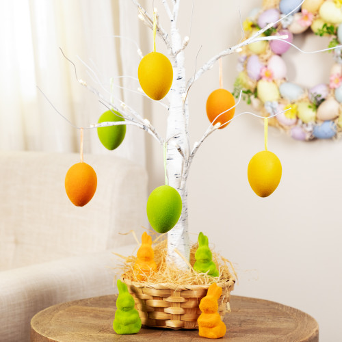Pack of 24 Spring Easter Egg and Bunny Ornaments - 2.75" - Orange/Yellow/Green