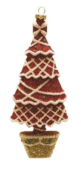 7" Red and White Glitter Shatterproof Christmas Tree Ornament
