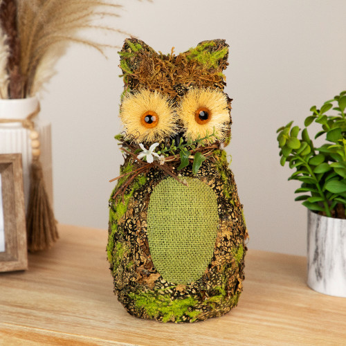Forest Tree Owl Standing Figurine - 11" - Brown and Green
