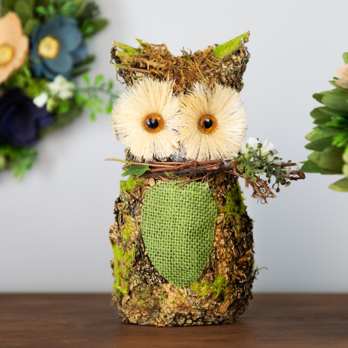Spring Floral Owl Standing Figurine - 8.5" - Green