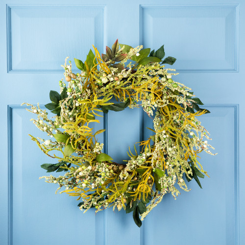 Mixed Leaves and Berries Twig Artificial Wreath Green - 12" - Green