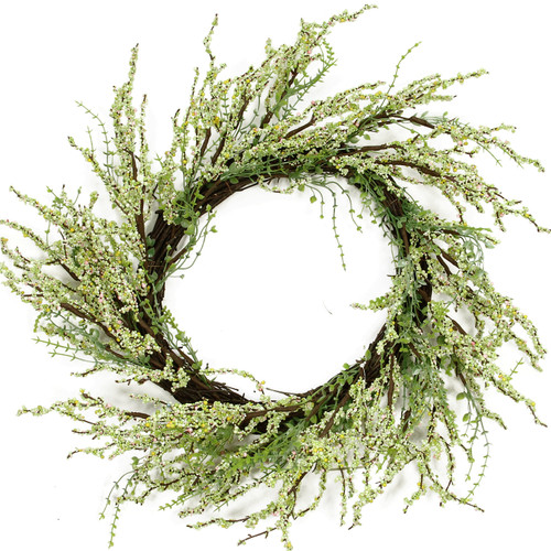 Berry Twig Artificial Wreath, Green and Brown 12-Inch