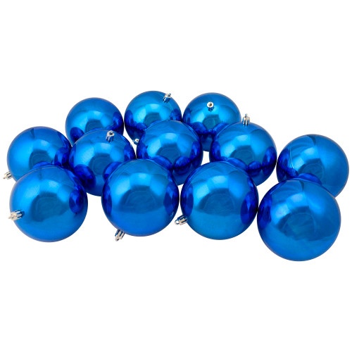 Shiny Shatterproof Christmas Ball Ornaments - 4" (100mm) - Lavish Blue - 12ct