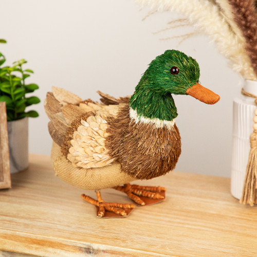 Woodland Duck Standing Figurine - 11.5" - Tan and Green