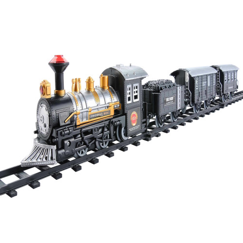 Lighted and Animated Christmas Train Set Decoration - Black - 14-Piece