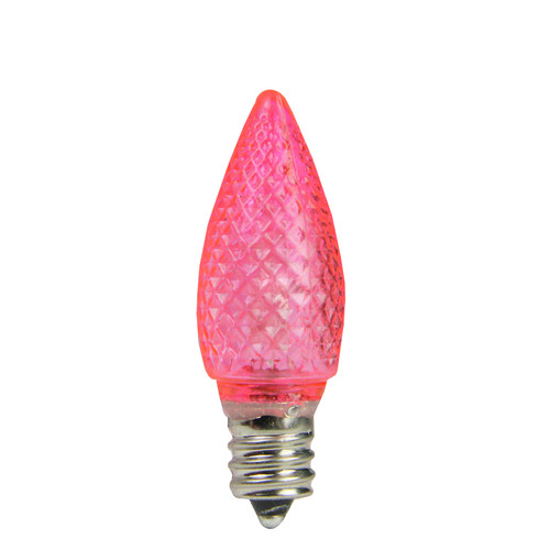 C7 Faceted LED Christmas Replacement Bulbs - Pink - Pack of 4