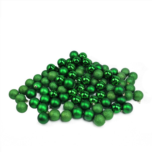 96ct Christmas Green Shatterproof 4-Finish Christmas Ball Ornaments 1.5" (40mm)