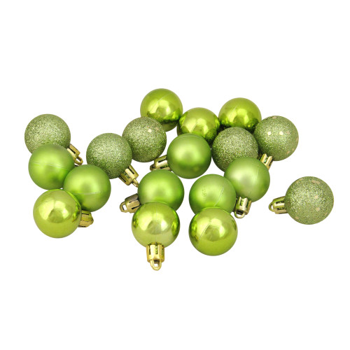 18ct Kiwi Green Shatterproof 4-Finish Christmas Ball Ornaments 1.25" (30mm)
