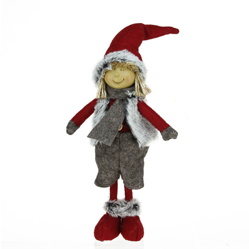 Young Boy Gnome in Faux Fur Vest Christmas Figure - 13.5"