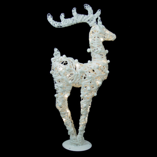 30" White and Silver Battery Operated LED Lighted Reindeer Christmas Decor