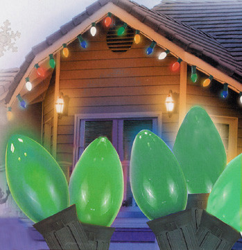Opaque C9 Christmas String Lights - Spring Green - 24' Green Wire - 25ct