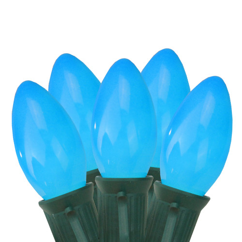 Opaque C9 Christmas String Lights - Sky Blue - 24' Green Wire - 25ct