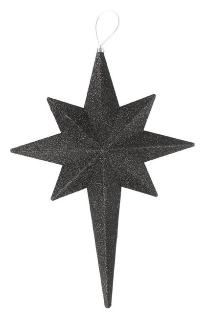 20" Black and Silver Glittered Bethlehem Star Shatterproof Christmas Ornament