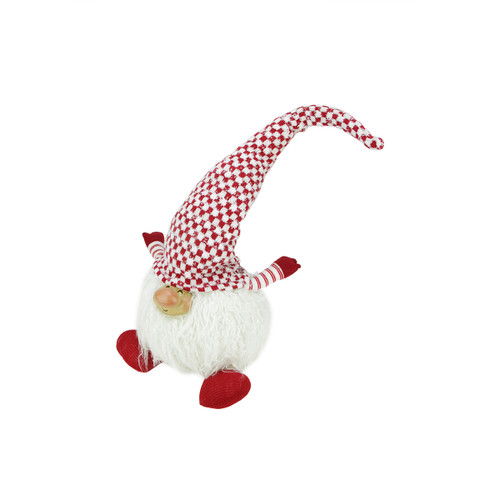 Cheerful Charlie Sitting Santa Gnome Christmas Figurine - 25" - Red and White