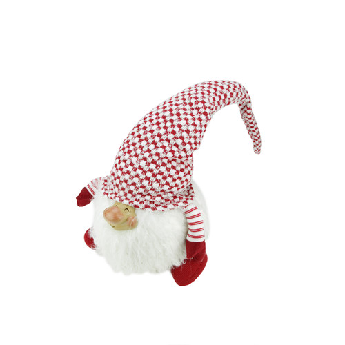 14.75" Red and White Cheerful Charlie Sitting Santa Gnome Tabletop Christmas Figurine